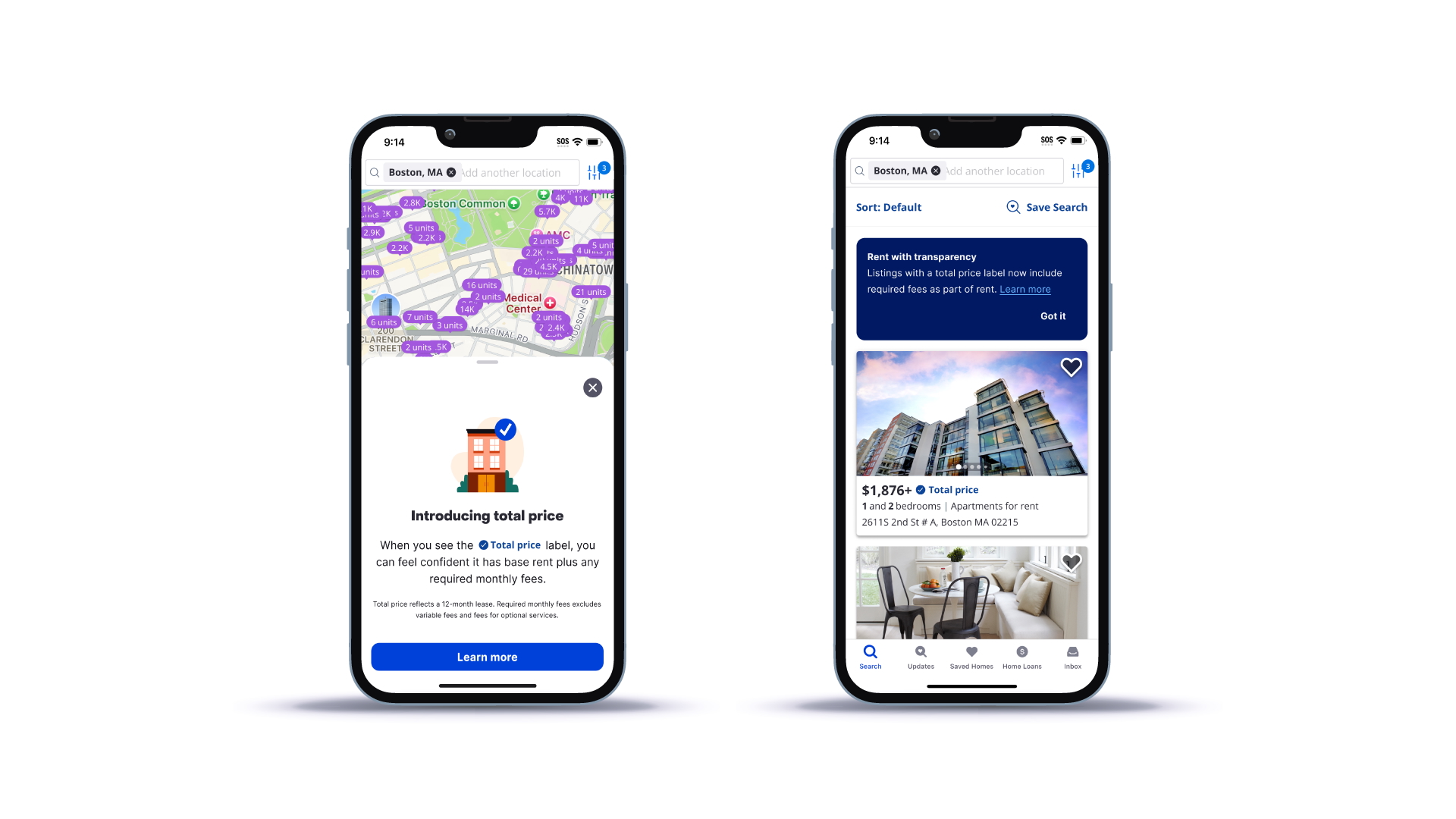 Zillow's Total Price badge and checkmark