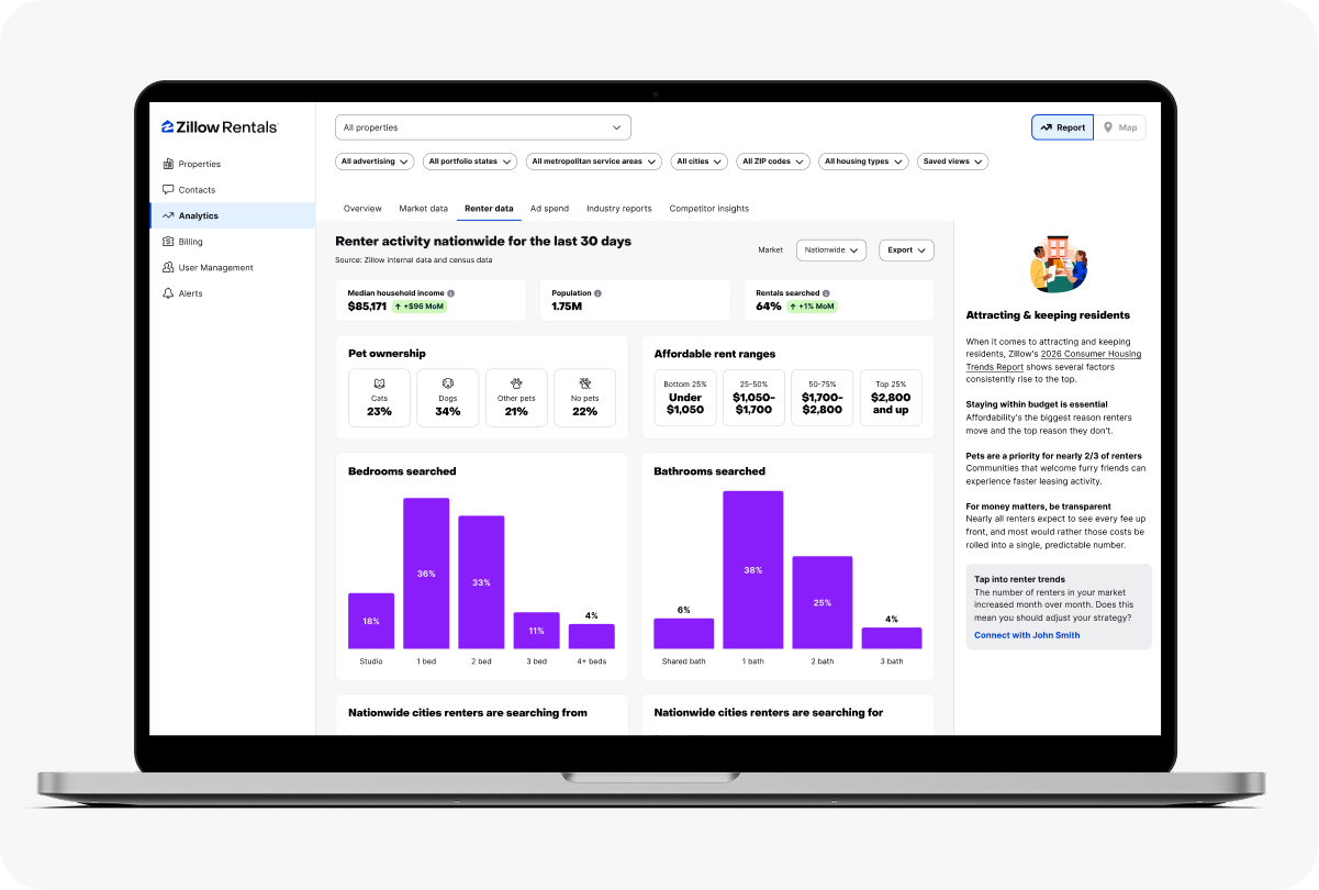 Renter Data tab user interface