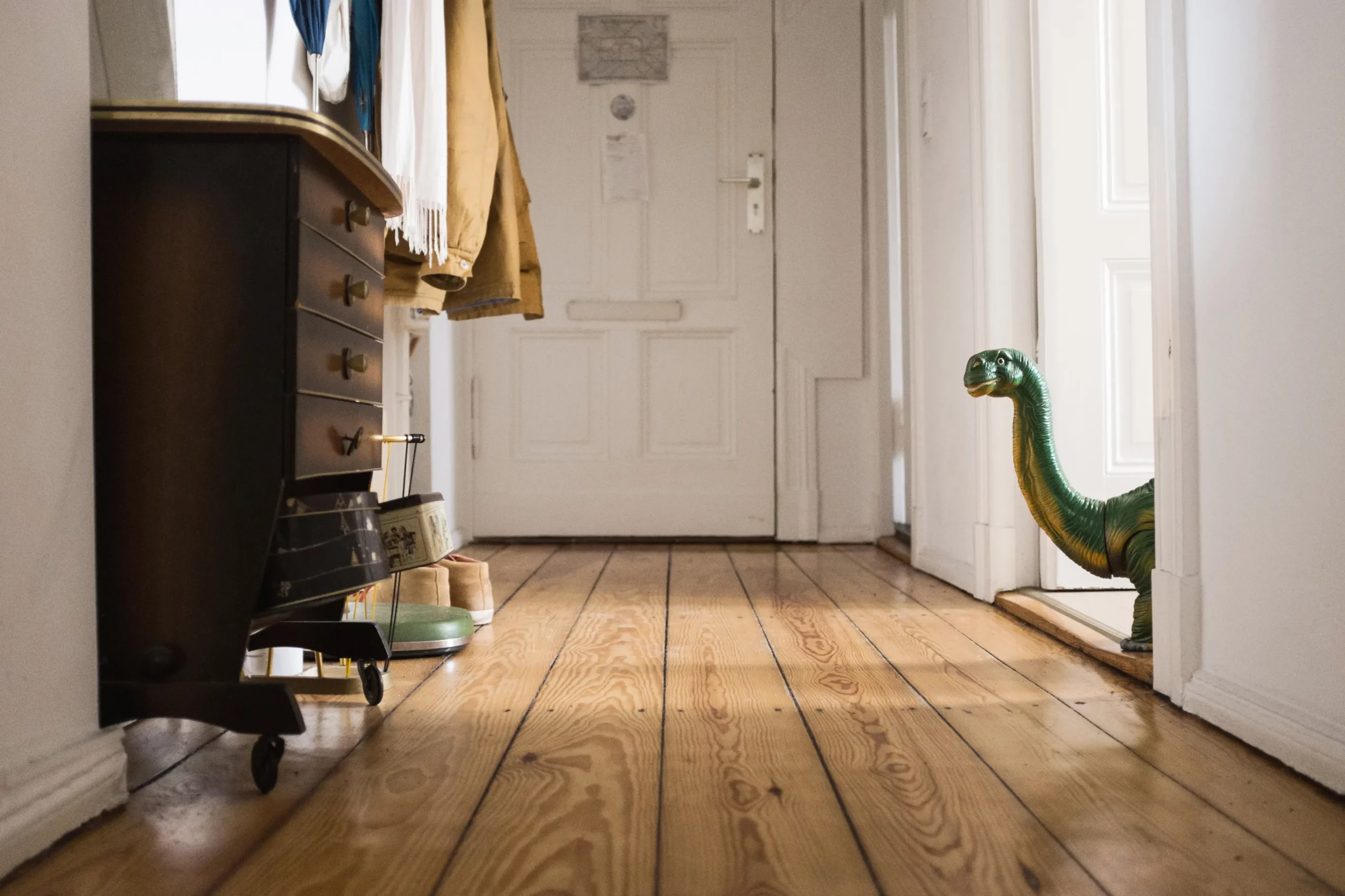 picture of a hallway with hardwood floors