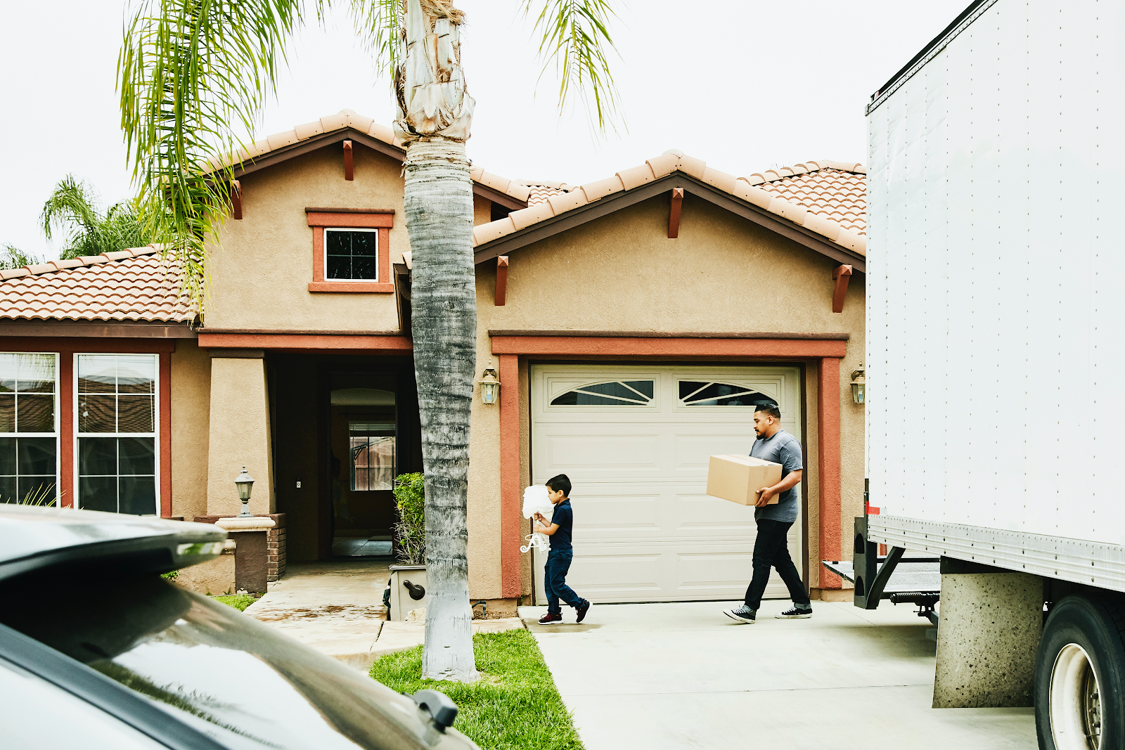 Family moving into a home