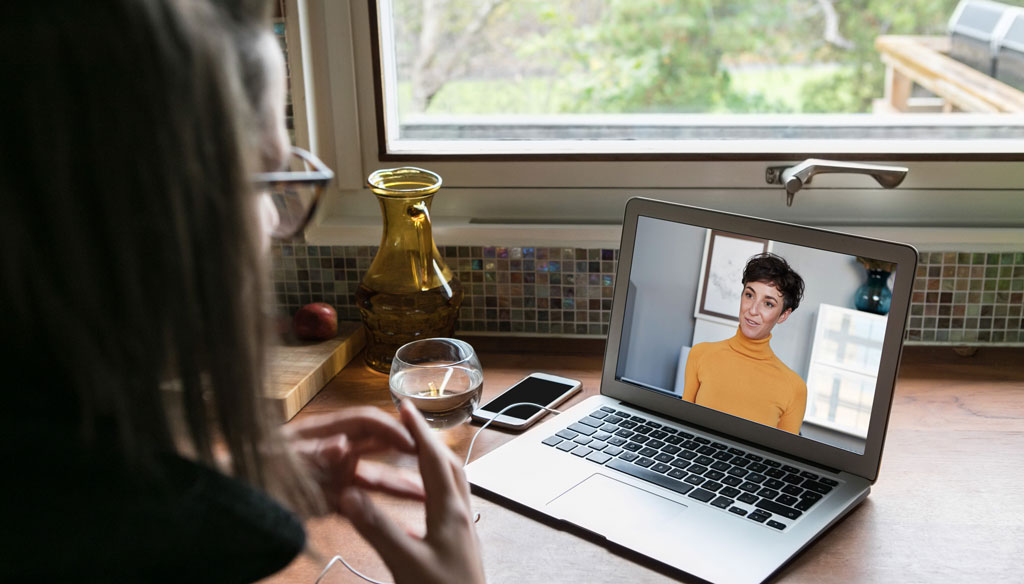 Woman on a video call on her laptop