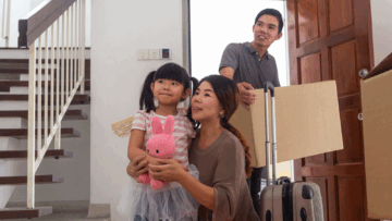 family moving into a new rental home