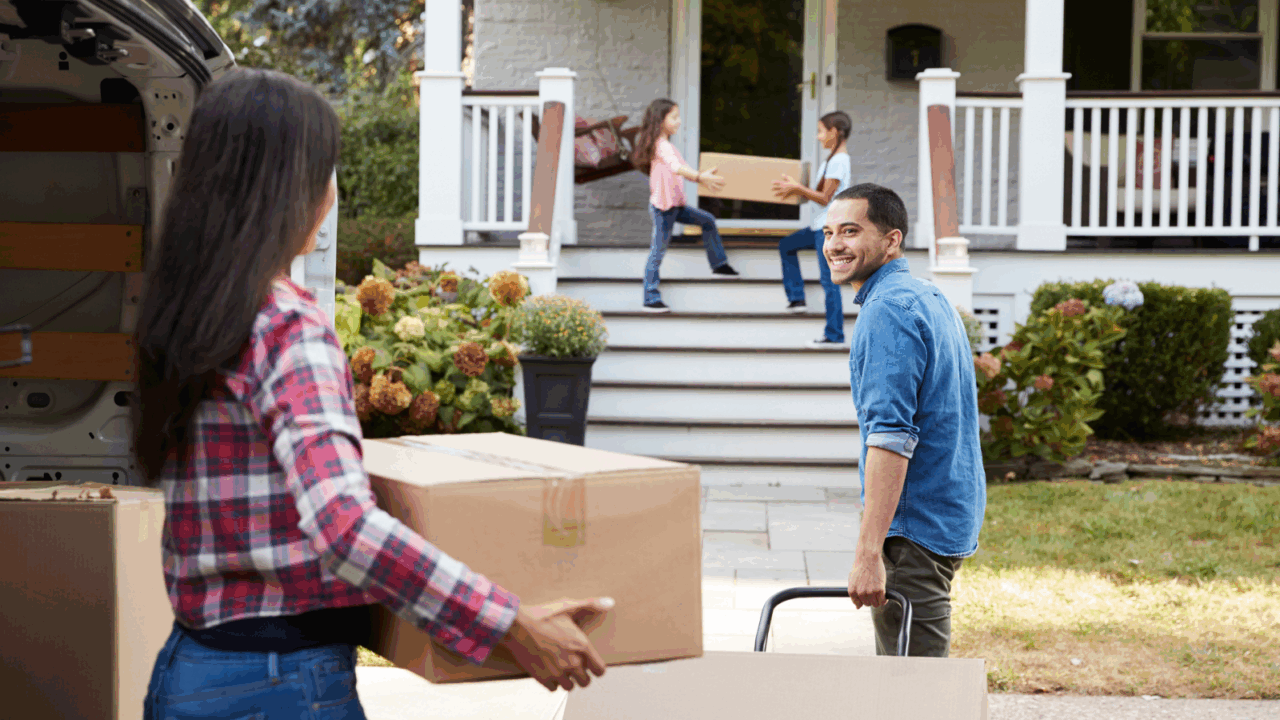 family moving into a new home