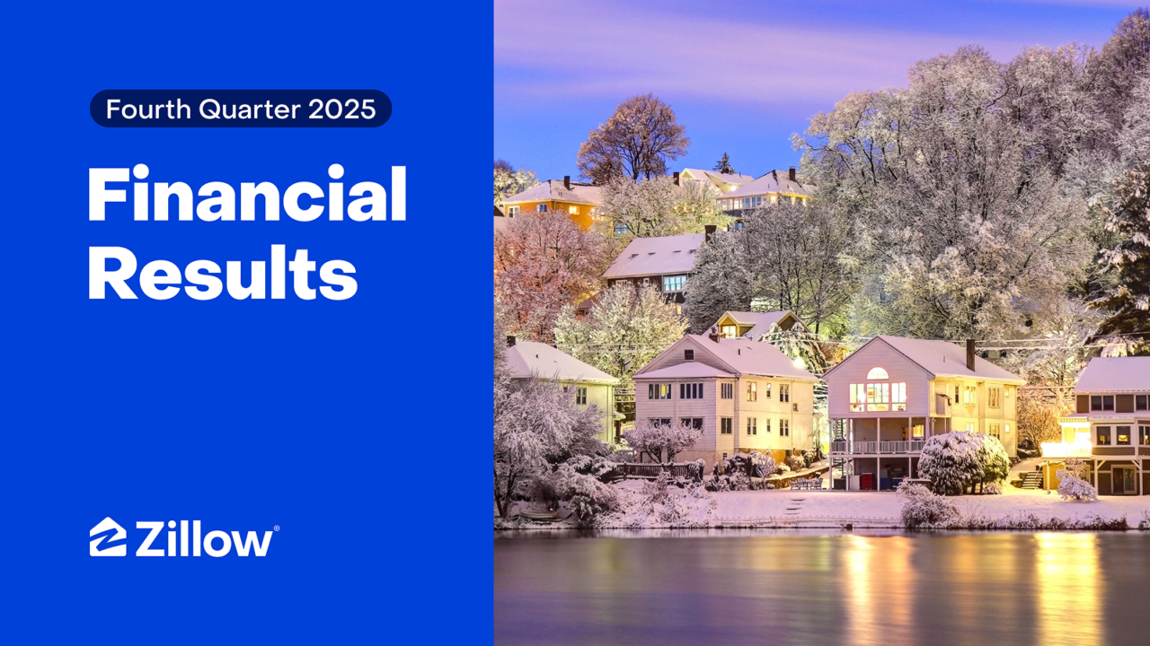 Zillow 4th quarter results with house in the snow