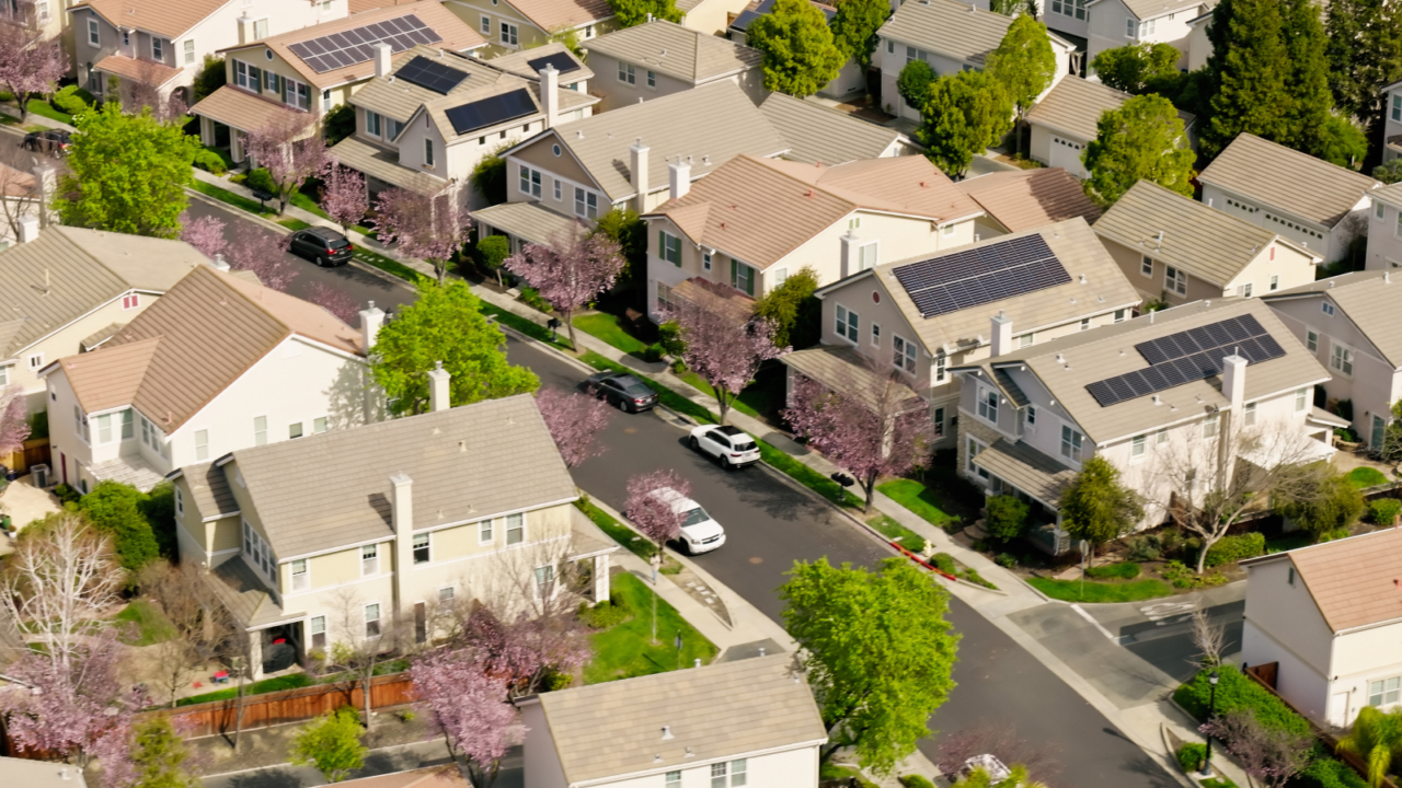 aerial view of neighborhood street