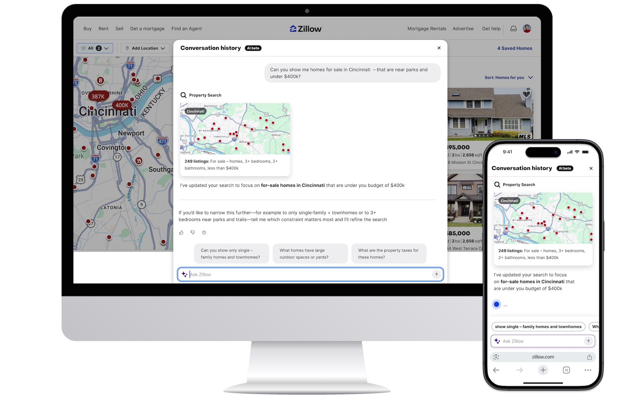 Zillow AI Mode for homes for sale
