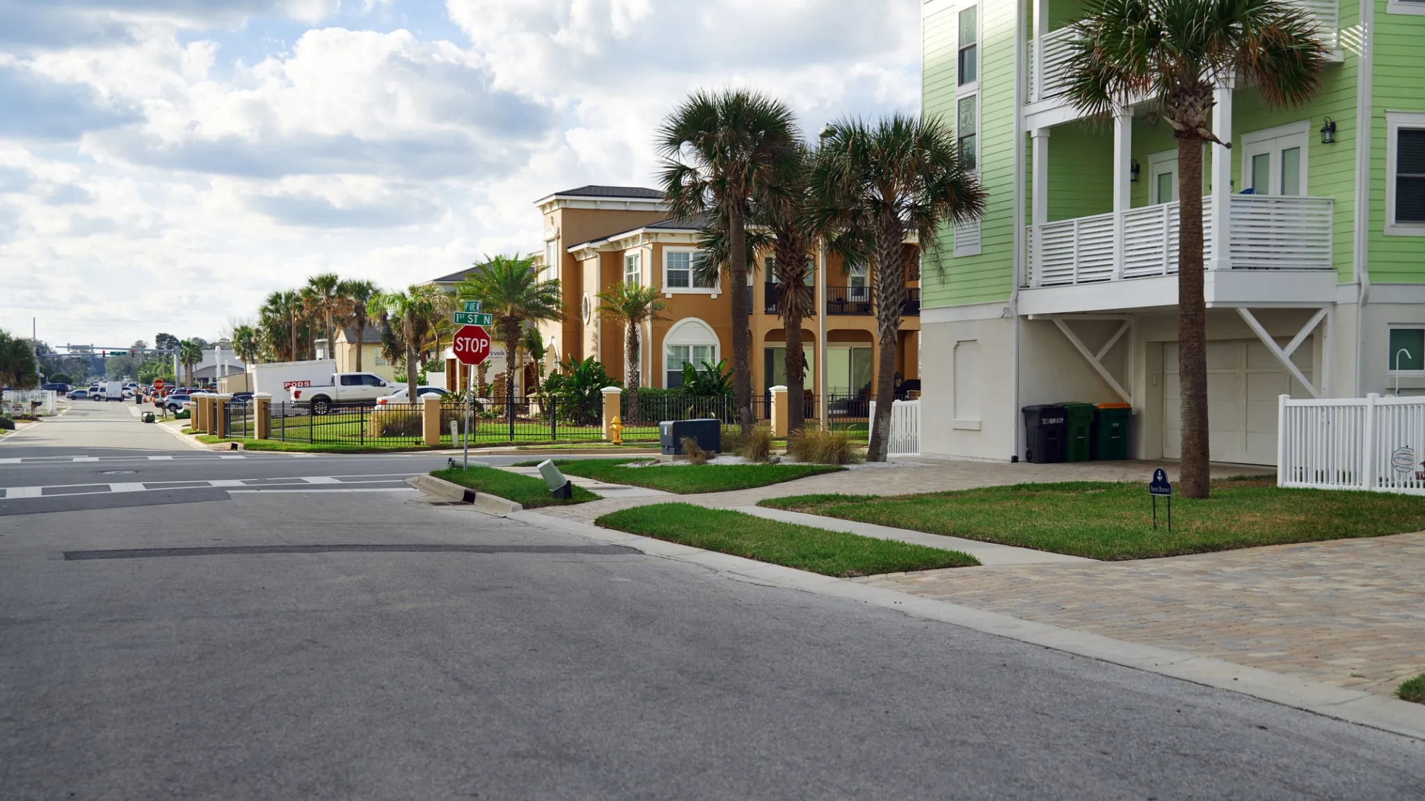 houses on street in florida beach town