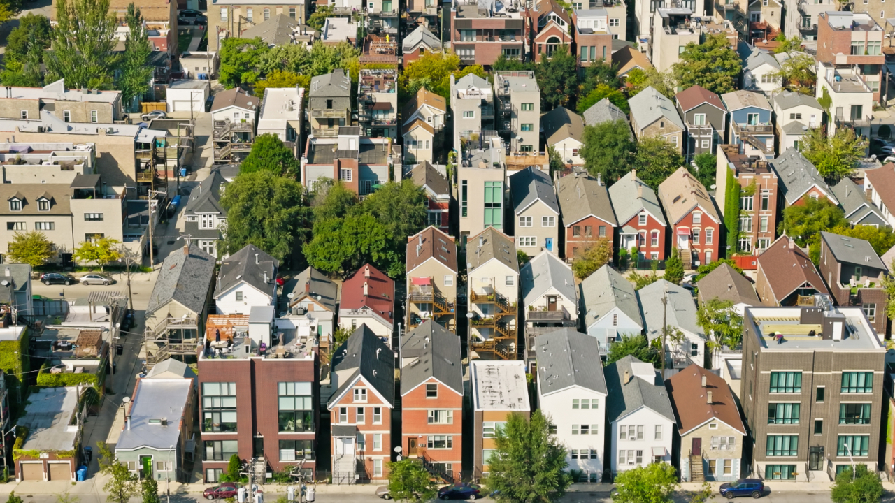 aerials of neighborhood in chicago
